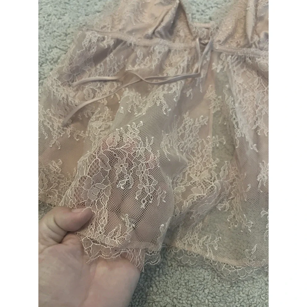 Victoria's Secret Satin & Lace Babydoll Cami Top/Shorts Pajama Set Size‎ XL Pink